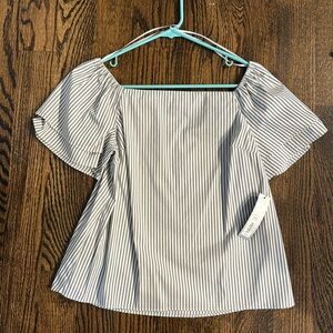 Gray White Stripe Top